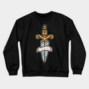 Traditional Tattoo Sword Knife with Banner Crewneck Sweatshirt